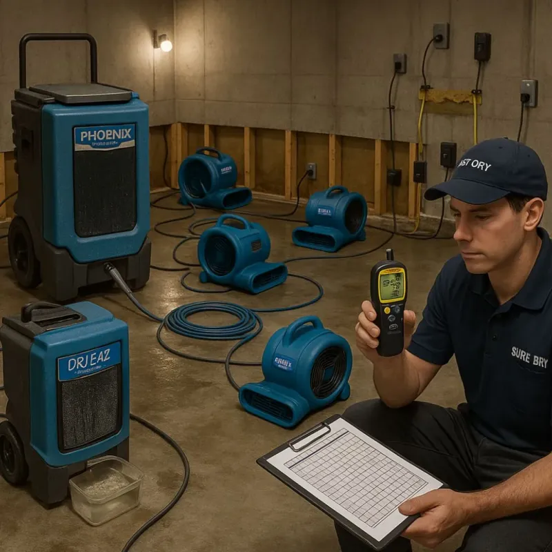 Structural Drying and Dehumidification process in Bunker Hill, IL